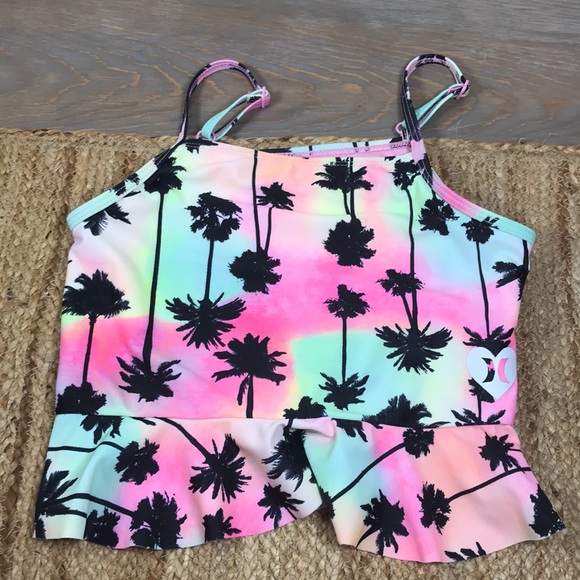 Hurley Other - 🌴Hurley🌴…Girl’s 7/8  (6-10 years)…Sherbet Colored Tankini w/Palm Tree Print!